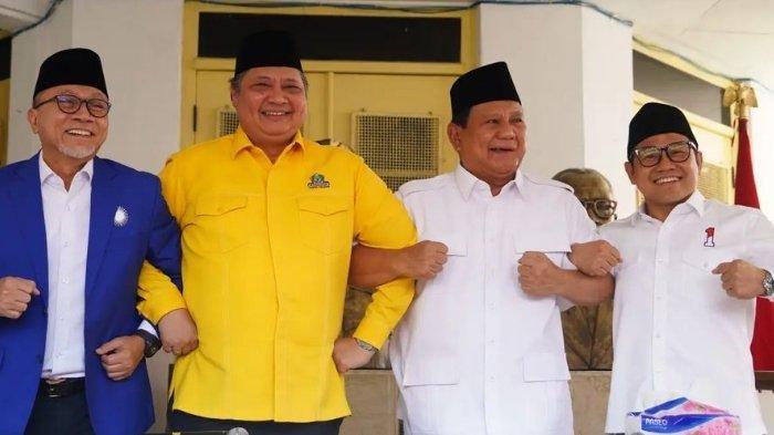 (Dari kiri ke kanan) Ketua Umum PAN Zulkifli Hasan; Ketua Umum Golkar Airlangga Hartarto; Ketua Umum Gerindra Prabowo Subianto; dan Ketua Umum PKB, Muhaimin Iskandar saat bertemu pada Minggu (13/8/2023).