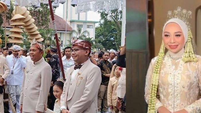 (kiri) Anggota DPRD Jawa Barat Maula Akbar ditemani sang ayah, Gubernur Jawa Barat Dedi Mulyadi sebelum melaksanakan akad nikah pada Rabu (16/7/2025). Foto kanan: Wakil Bupati Garut Putri Karlina akad nikah.