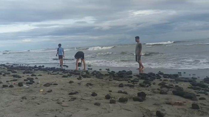 Foto dokumen Forum Pemuda Meureubo Raya yang merekam tumpahan batu bara menghitamkan kawasan pesisir di Kecamatan Meureubo, Aceh Barat. Kondisi seperti ini masih terjadi hingga akhir 2023 dan memasuki 2024. Tak ada solusi, bahkan nyaris dianggap seperti kondisi normal.
