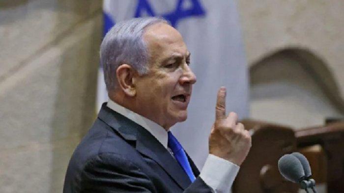Benjamin Netanyahu menyampaikan pidato terakhir di Gedung Parlemen Israel, Knesset, Minggu (13/6/2021) malam.