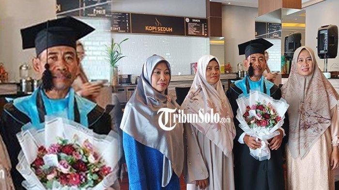 Kakek di Klaten, Jawa Tengah raih gelar sarjana di usia 56 tahun. Wisuda didampingi 3 istri. (TribunSolo.com/Zharfan Muhana)