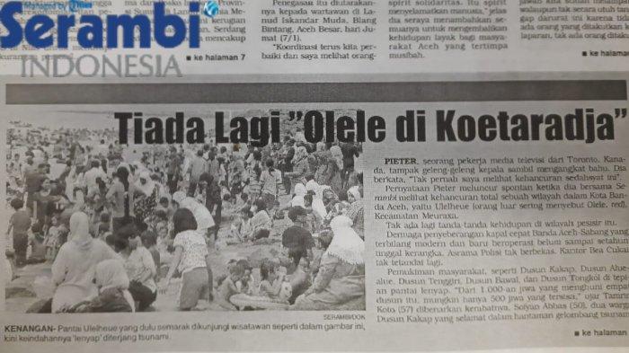 Kenangan - Pantai Ulelheue yang dulu semarak dikunjungi wisatawan seperti dalam gambar ini. kini keindahannya 'lenyap' diterjang tsunami.
Gambar ini ditayangkan dalam Harian Serambi Indonesia, edisi Minggu 9 Januari 2005.