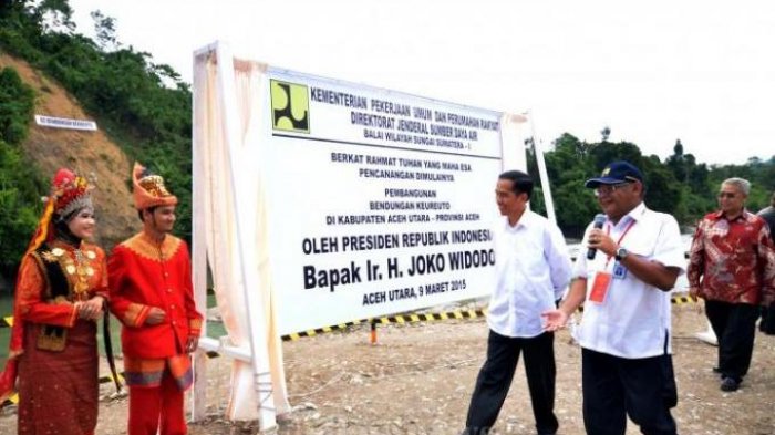 Dalam kunjungan kerjanya ke Aceh Agenda utama Presiden Jokowi adalah meresmikan pembangunan Bendungan Keureuto, di Desa Blang Pante, Kecamatan Payah Bakong, Kabupaten Aceh Utara, Senin (9/3/2015).
