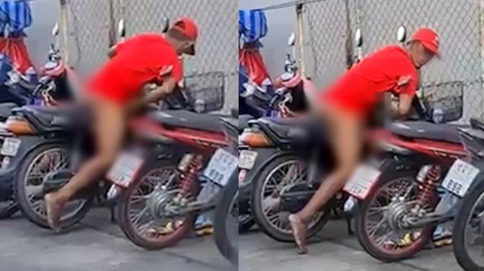 Seorang Pria asal Thailand melakukan hubungan badan dengan sepeda motor di depan umum, Jumat (12/6/2020).