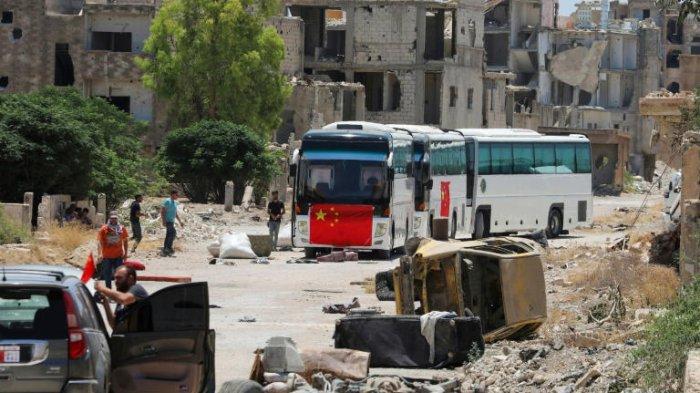 Syuting di Hajar al-Aswad dekat ibukota Suriah Damaskus dari sebuah adegan di 