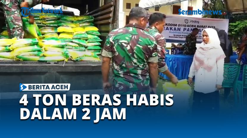 VIDEO Kodim Abdya dan Bulog Gelar Pasar Pangan Murah di Kuala Batee, 4 Ton Beras Habis