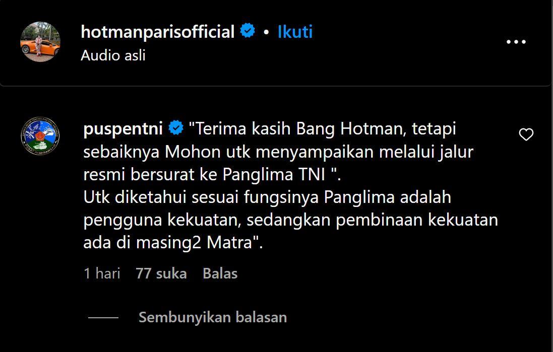 Panglima TNI Diminta Bertemu Keluarga Imam Masykur, Begini Jawaban Puspen TNI