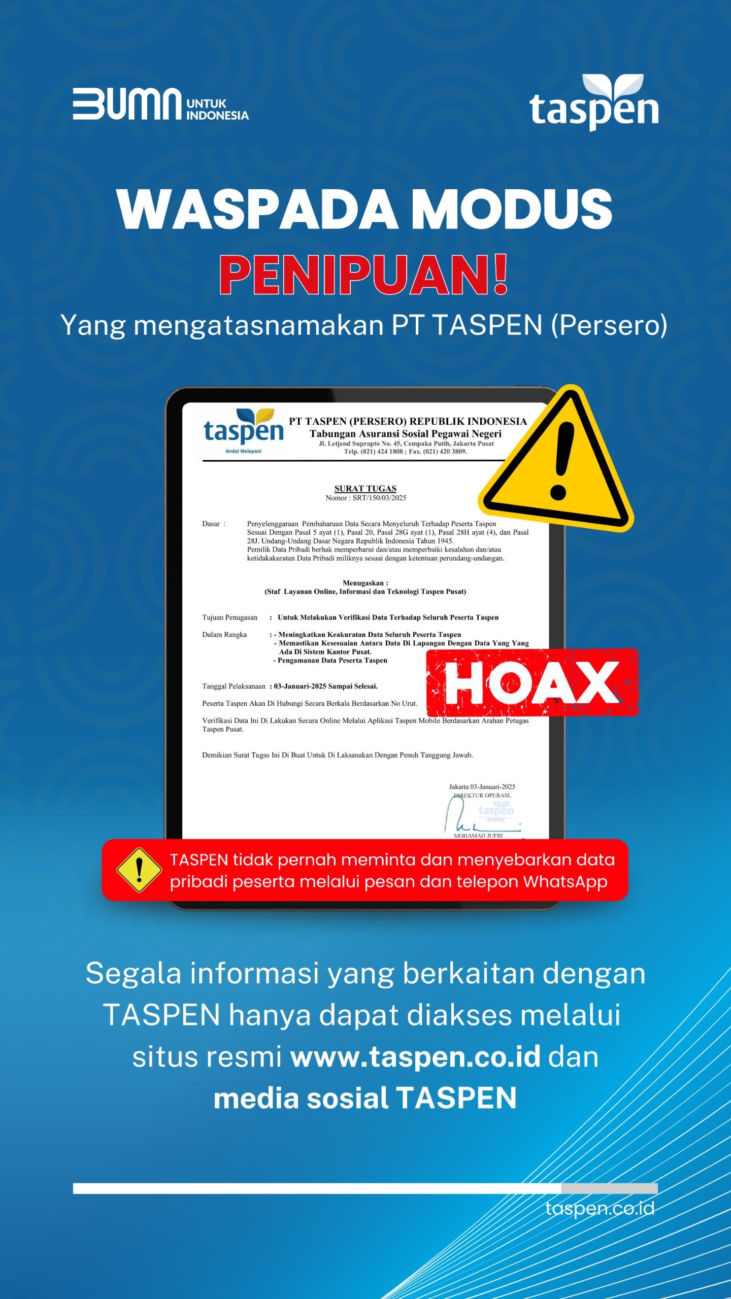 Waspada ragam modus penipuan mengatasnamakan TASPEN