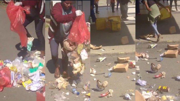 VIRAL LOKAL: Cleaning Service ngamuk dan buang puluhan karung sampah di halaman dan depan ruangan RSUD Piru. Ternyata buntut gaji 6 bulan belum dibayarkan.