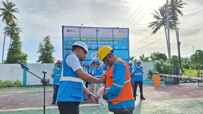 Apel Bulan K3 Nasional 2024 di halaman kantor PT PLN (Persero) UP3 Tobelo, Selasa (24/1/2024).