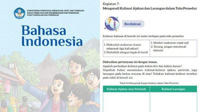Dalam buku Bahasa Indonesia Kelas 7 Kurikulum Merdeka halaman 84 terdapat Kegiatan 7: Mengenali Kalimat Ajakan dan Larangan dalam Teks Prosedur.