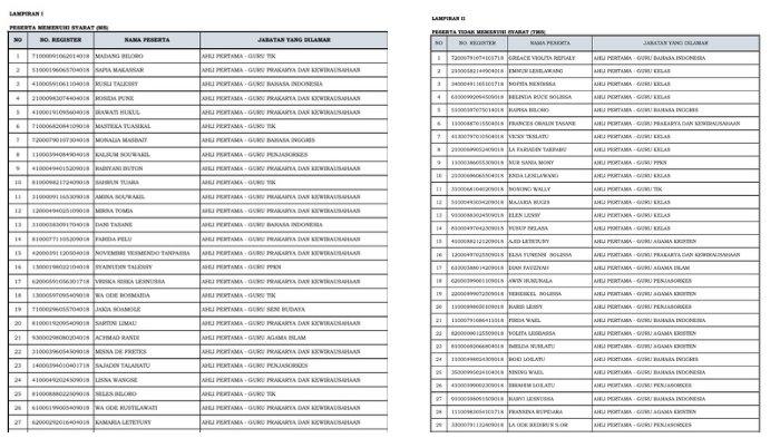 DAFTAR Nama Peserta Memenuhi Syarat Seleksi Berkas CPNS dan PPPK di Kabupaten Buru Selatan