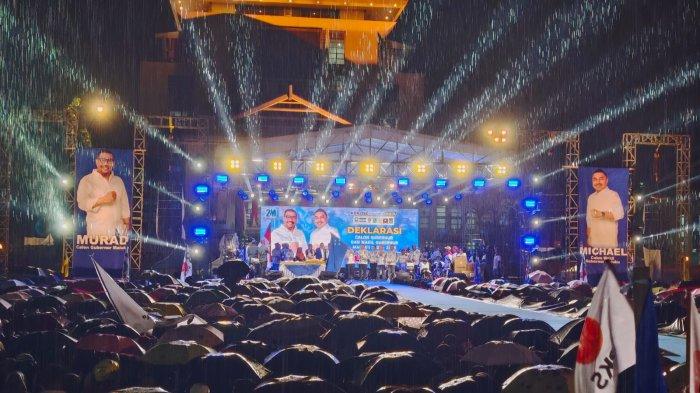 Deklarasi Pasangan Calon Gubernur dan Wakil Gubernur Maluku Murad-Michael di Lapangan Merdeka Ambon, Rabu (11/9/2024) Malam.