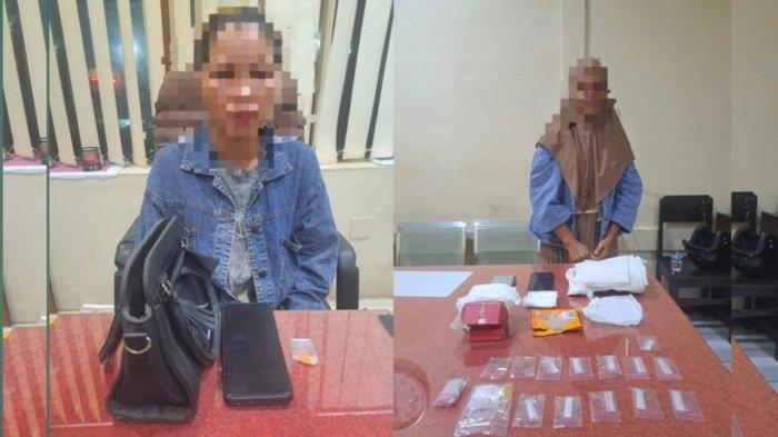KASUS NARKOBA - Dua wanita tersangka narkoba berinisial A.O (51) dan W.A.S (35), diamankan Tim opsnal Direktorat Reserse Narkoba Polda Maluku.