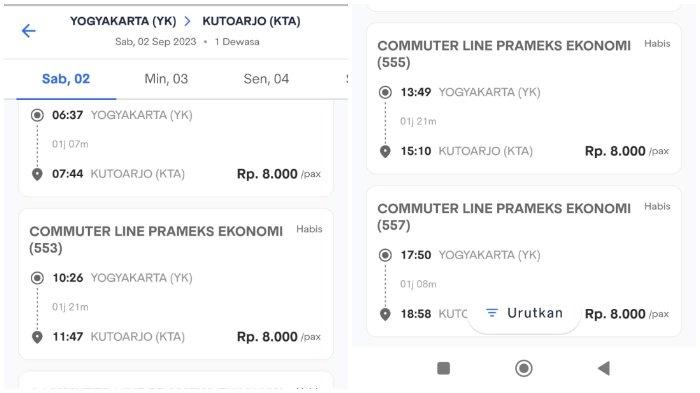 Jadwal KA Prameks Jogja - Kutoarjo di bulan September 2023