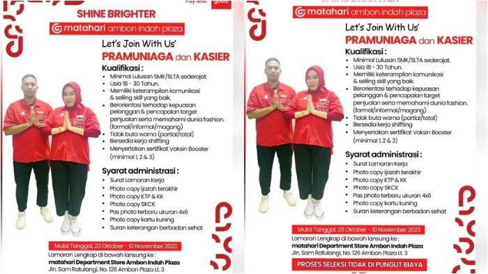 Matahari Ambon Indah Plaza buka lowongan kerja