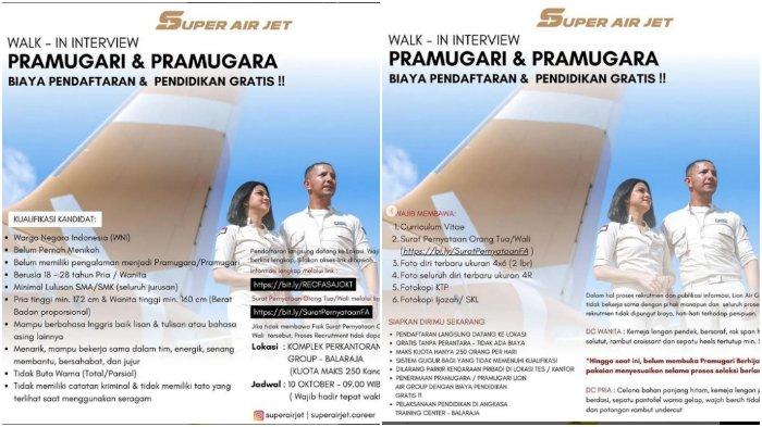 Walk In Interview  Pramugari dan Pramugara