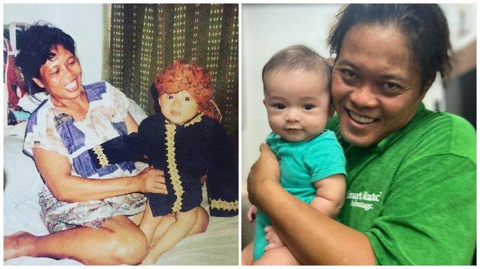 Kolase foto lawas sule bersama sang ibu, dan sule bersama Adzam