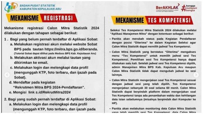 mekanisme registrasi BPS Kabupaten Kepulauan Aru membuka perekrutan Mitra Statistik