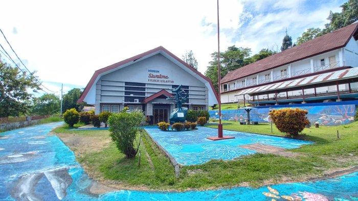 Mural biota laut hiasi jalanan dan dinding sekeliling koleksi Kelautan Museum Siwalima Ambon. Bisa dijadikan spot foto menarik, Jumat (6/5/2022).