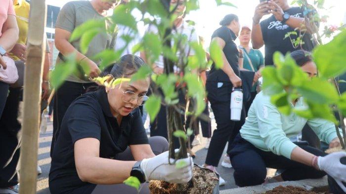 TP PKK Badung Perindah Ruas Jalan Kerobokan dengan Penanaman 150 Pohon Bugenvil