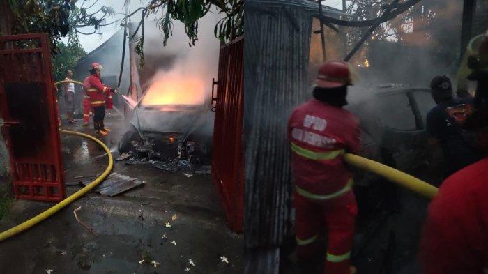 Kebakaran 2 unit mobil di Jalan Blambangan nomor 11 Banjar Mekarsari. Desa Dauh Puri Kaja Kecamatan Denpasar Utara, Denpasar, Bali, pada Rabu 3 Juli 2024 petang - Dipicu Korsleting Listrik, Mobil Marcedez Benz Ludes Terbakar di Denpasar, Samber Mobil Mazda