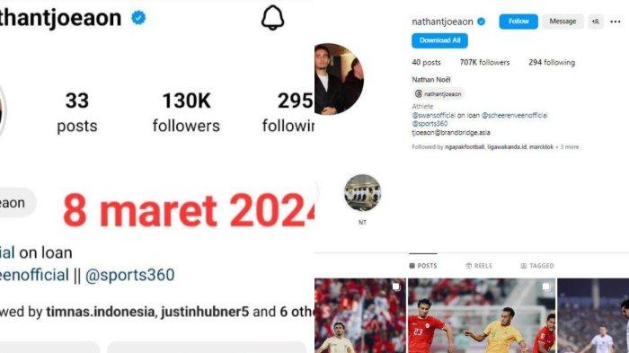 Followers Nathan Tjoe A On Maret 2024 dan April 2024 (kanan).