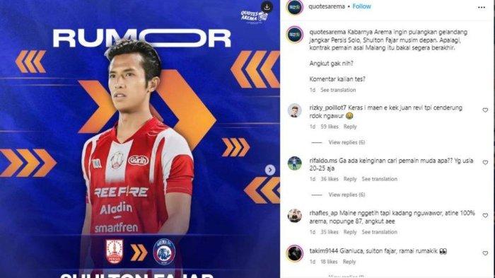 Gelandang jangkar Persis Solo, Shulton Fajar masuk ke dalam lis belanja Arema FC.