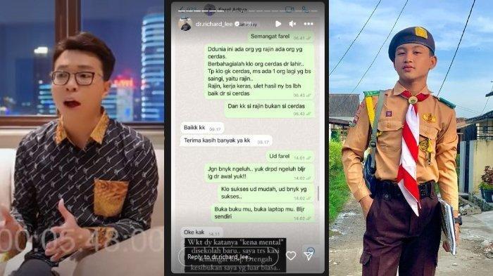Guna menghentikan fitnah yang merajalela, Richard Lee beberkan bukti screnshoot percakapan dengan Farel Aditya.