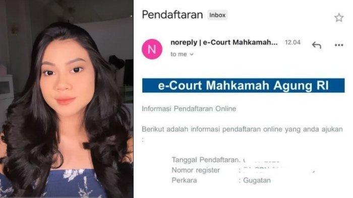 Hanum Mega membagikan tangkapan layar e-mail dirinya telah mendaftarkan kasus perceraiannya dengan Bambang melalui e-court.