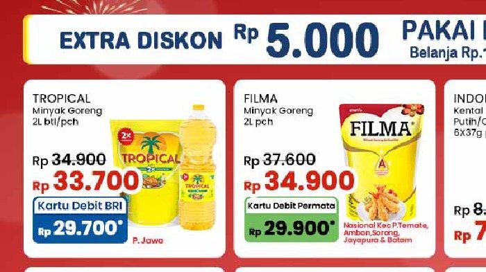 Harga Minyak Goreng 2L Besok di Promo Indomaret: Tropical Rp29.700 Pakai BRI