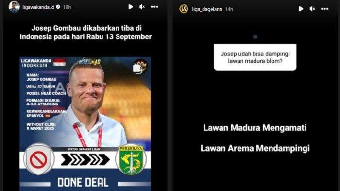 Kolase tanggal kedatangan dan potensi debut Josep Gombau di Persebaya Surabaya di Liga 1 2023 kelak.