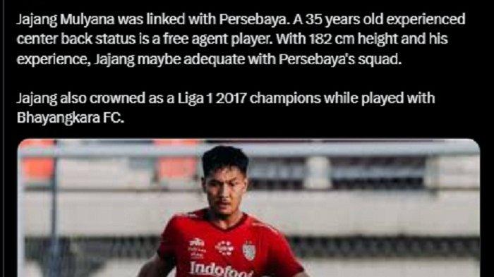 Kabar Jajang Mulyana eks bek Bali United dikaitkan ke Persebaya Surabaya.