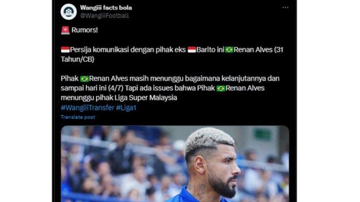 Kabar Renan Silva dikaitkan kembali dengan Persija Jakarta di Liga 1 2024/2025.