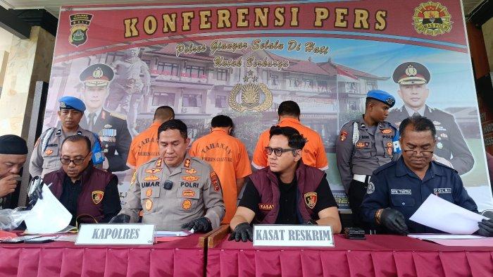 Para pelaku yang menghabisi nyawa I Made Agus Aditya di Jalan Raya Tojan, Desa Pering, Kecamatan Blahbatuh, Gianyar, Bali saat diamankan di Mapolres Gianyar, Kamis 23 Januari 2025 - Kasus Pembunuhan Agus Di Blahbatuh Gianyar, Pelaku Sempat Ke Luar Bali, Diduga Ada Tersangka Lain