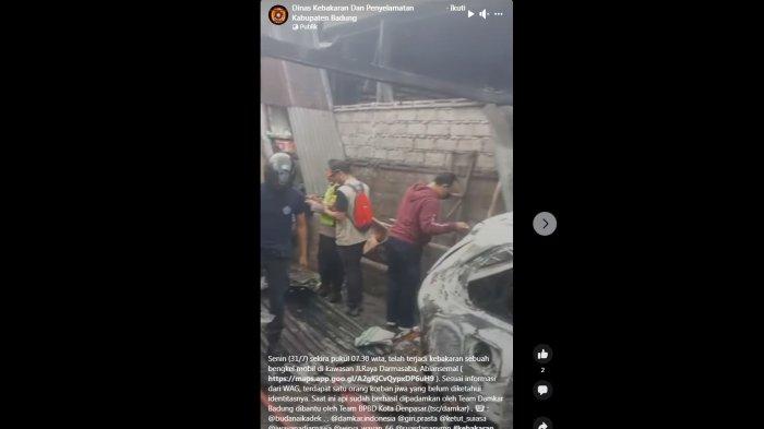 Peristiwa kebakaran di sebuah bengkel mobil di kawasan Jalan Raya Darmasaba, Abiansemal, Kabupaten Badung, Provinsi Bali pada Senin 31 Juli 2023.