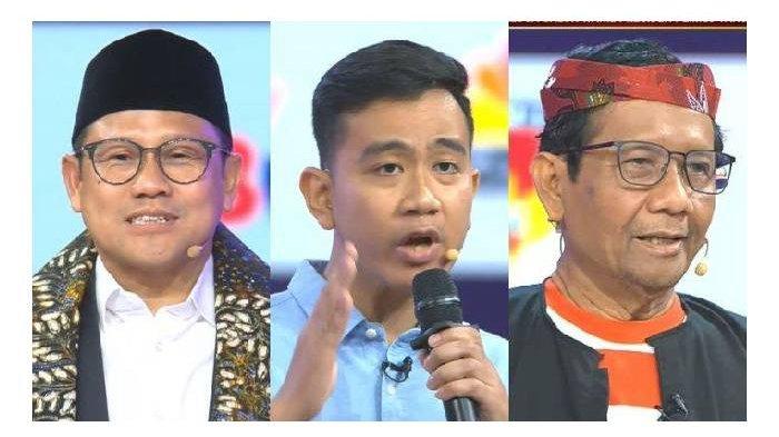Kolase 3 calon wakil presiden dalam Pilpres Pemilu 2024.