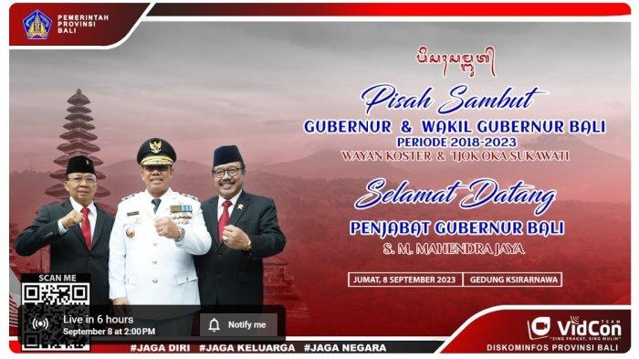 LINK Live Streaming Serah Terima Jabatan Koster pada PJ Gubernur Bali Sang Made Mahendra Hari Ini