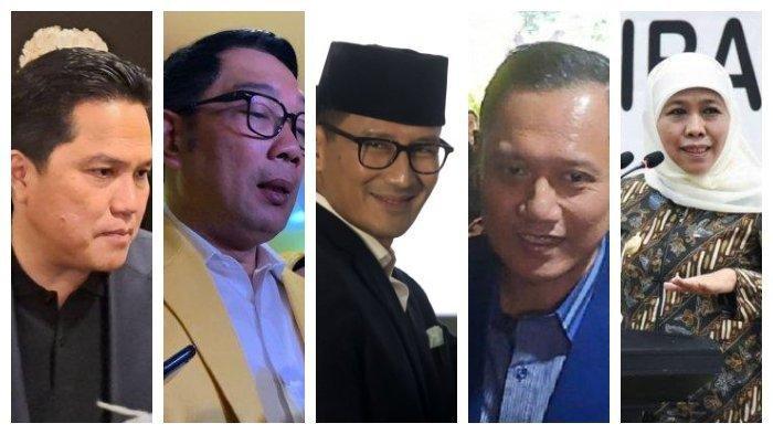Lima Besar - Lima besar Cawapres versi survei Indikator, Menteri BUMN Erick Thohir; Gubernur Jabar Ridwan Kamil; Menparekraf Sandiaga Uno; Ketum Demokrat AHY; dan Gubernur Jatim Khofifah Indar Parawangsa.