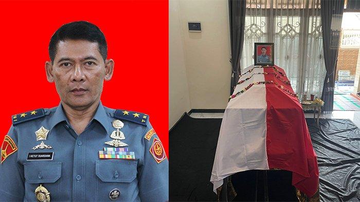 Kolase -  Mayor Jenderal TNI Mar (Purn.) I Ketut Suardana, S.H (kiri). Suasana rumah duka di Siduarjo, Jawa Timur (kanan).