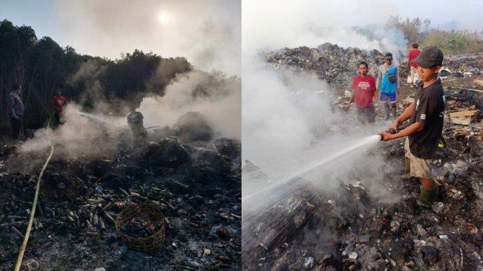 Kebakaran di TPA Jungutbatu di Kecamatan Nusa Penida, Senin 27 Mei 2024 - Pemadaman Api Kebakaran TPA Jungutbatu Nusa Penida Manfaatkan Air Laut