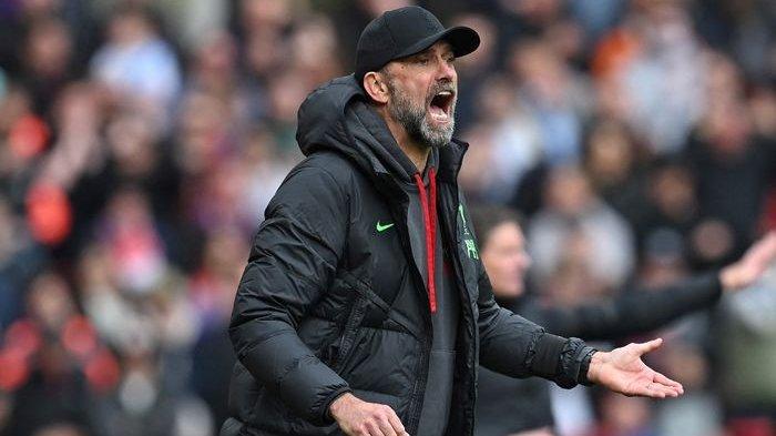 Reaksi Juergen Klopp dalam laga Liga Inggris antara Liverpool vs Crystal Palace di Anfield (14/4/2024)