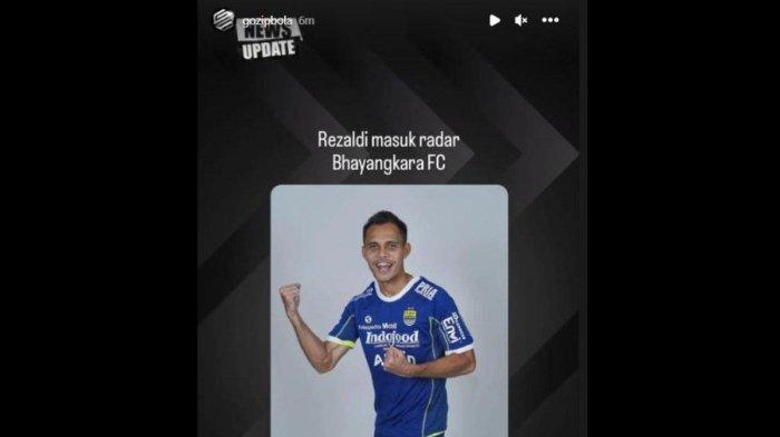 Rumor diminatinya bek sayap Persib Bandung, Rezaldi Hehanusa oleh Bhayangkara FC di putaran kedua Liga 1 2023. Instagram story @gozipbola