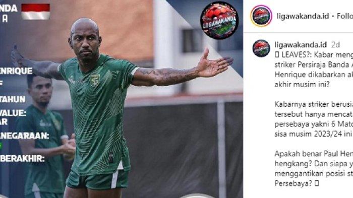 Rumor striker Paulo Henrique hengkang dari Persebaya Surabaya akhir musim ini.