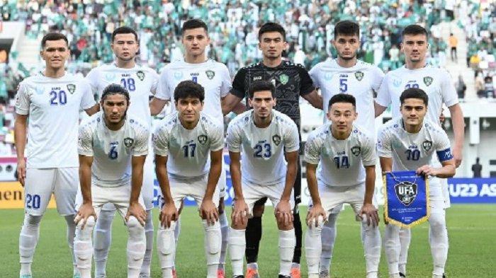Skuad Timnas U23 Uzbekistan dalam laga melawan Arab Saudi di perempat final Piala Asia U23 2024 yang berakhir dengan kemenangan 2-0. Uzbekistan akan bertemu Timnas U23 Indonesia di semifinal Piala Asia U23 2024.