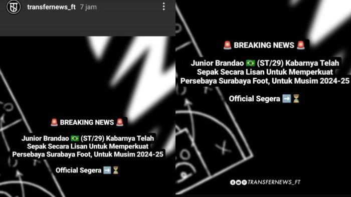 Striker Madura United, Junior Brandao santer sepakat lisan bergabung dengan Persebaya Surabaya. Instagram @transfernews_ft
