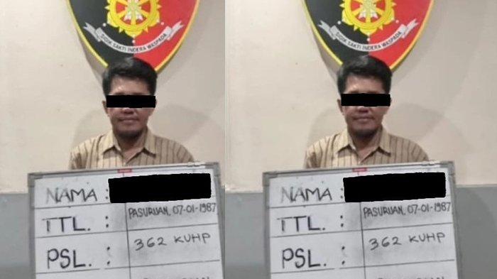 TERSANGKA - Tersangka pencurian 2 unit sepeda motor AJ (37) asal Pasuruan, Jawa Timur.