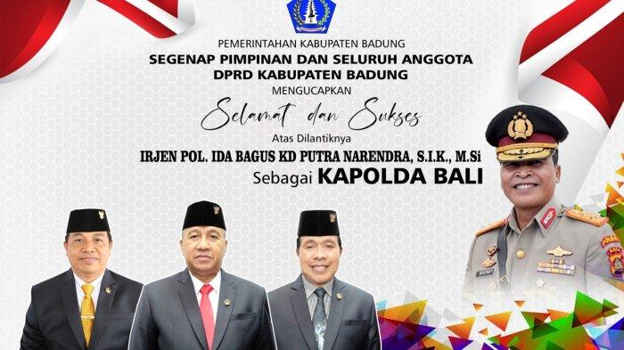 Ucapan Pimpinan dan Anggota DPRD Badung Atas Dilantiknya Irjen Pol. IB