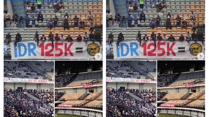 Tangkapan layar unggahan akun instagram @pengamatsepakbola yang menunjukkan aksi protes dari bobotoh dan viking di laga Persib Bandung vs Madura United yang berakhir imbang 1-1 di Liga 1 2023/2024 di Stadion Gelora Bandung Lautan Api, Minggu (2/7/2023). Tangkap layar Instagram @pengamatsepakbola