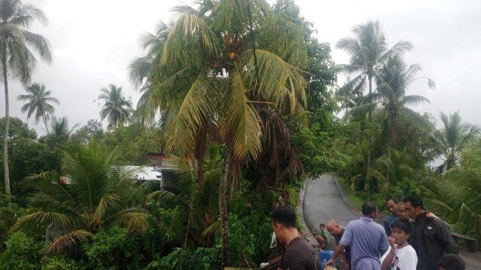 Kondisi di lokasi kejadian senderan dan warung bakso yang longsor di Banjar Bungbungan, Desa Yehembang, Kecamatan Mendoyo, Jembrana, Minggu 29 September 2024.